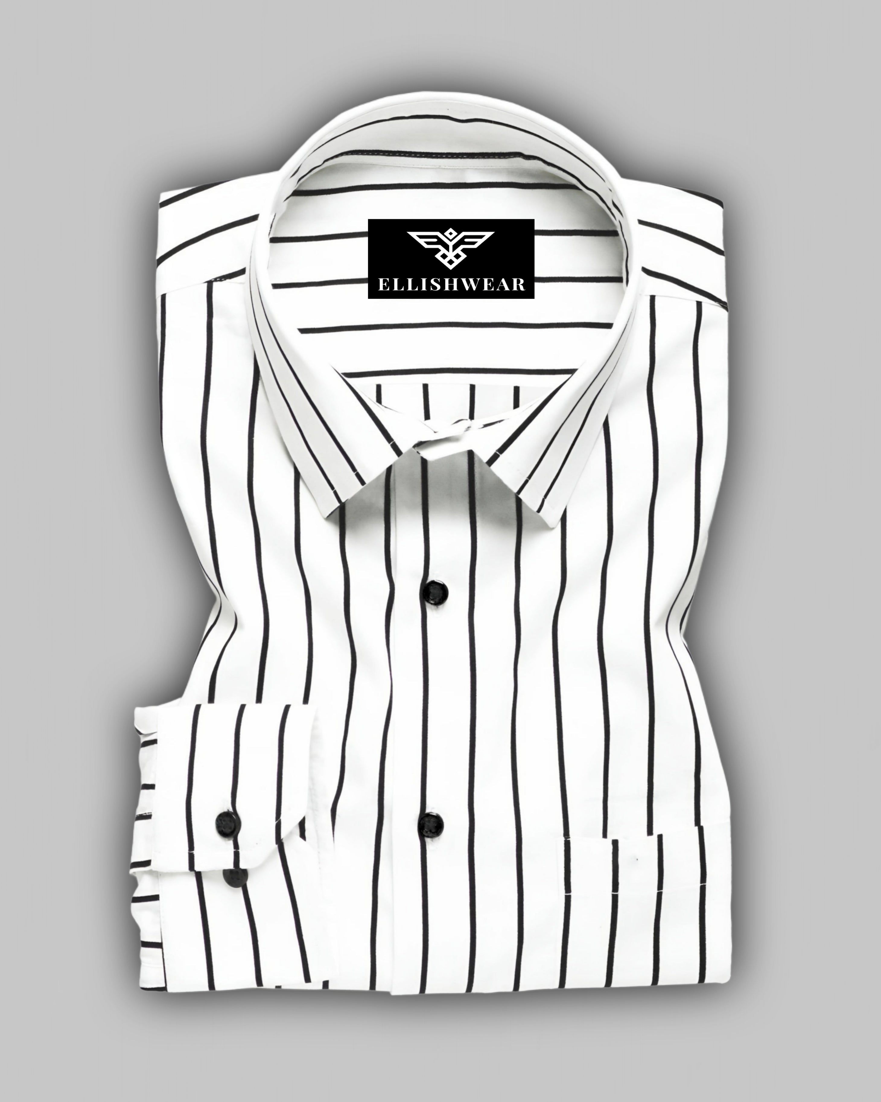 Black & White Stripe Lawn Cotton Men's Formal Shirt Ellish Wear Black & White Stripe Lawn Cotton Men's Formal Shirt Ellish Wear