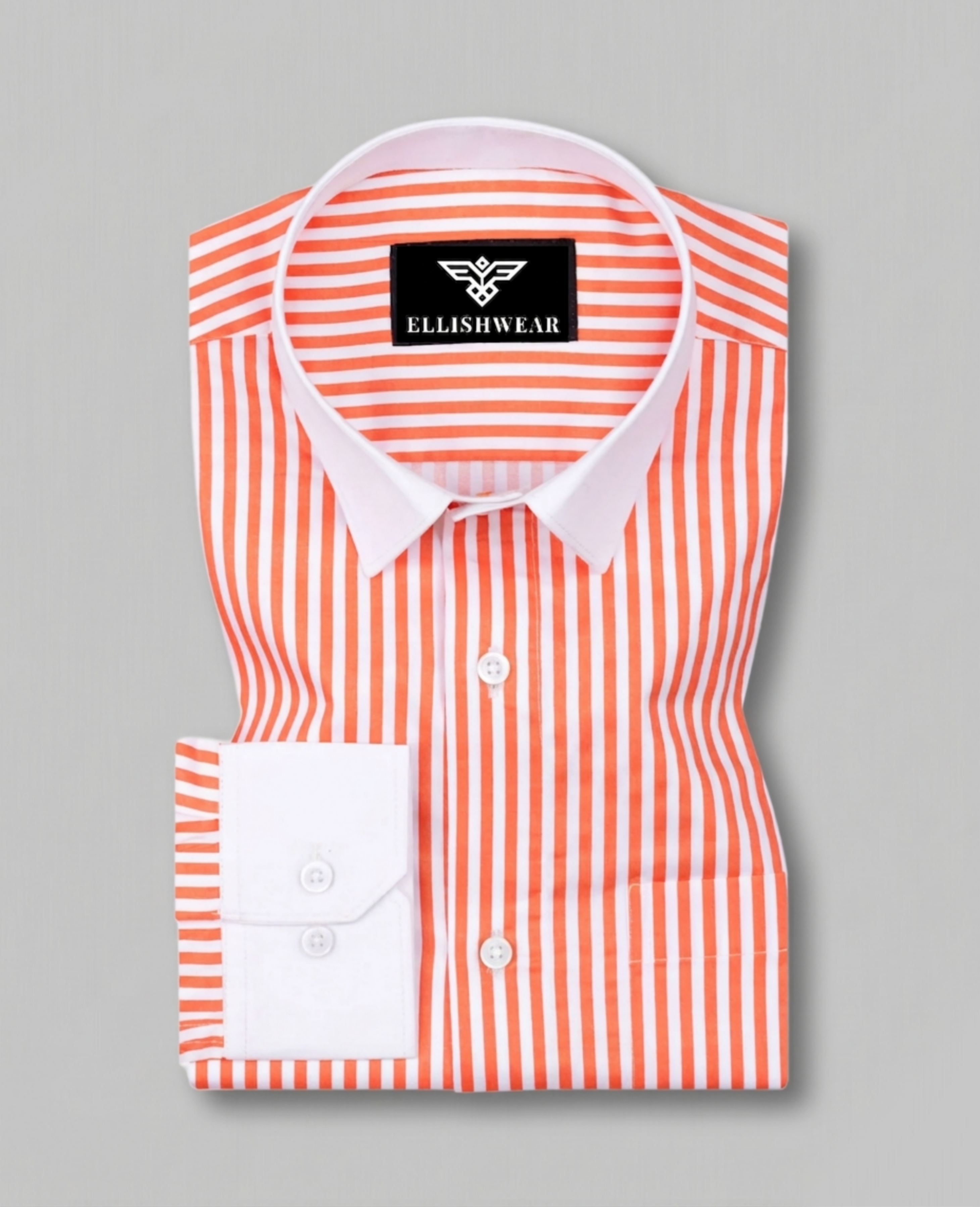orange and white striped dress shirt Comfort Stretch Non-Iron Stripe Dress Shirt - White/melon