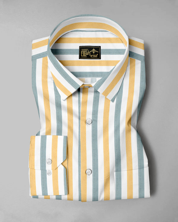 Amber Mist & Ocean Haze Striped Cotton Shirt