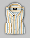 Amber Mist & Ocean Haze Striped Cotton Shirt
