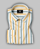 Amber Mist & Ocean Haze Striped Cotton Shirt
