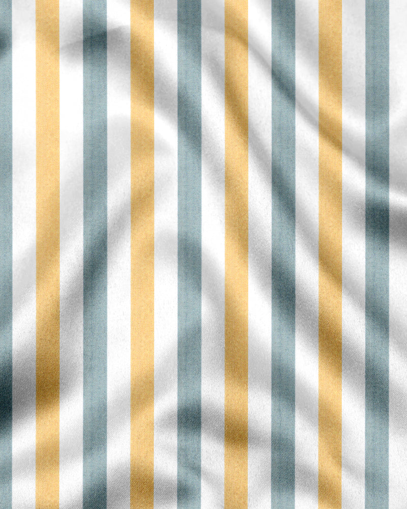 Amber Mist & Ocean Haze Striped Cotton Shirt