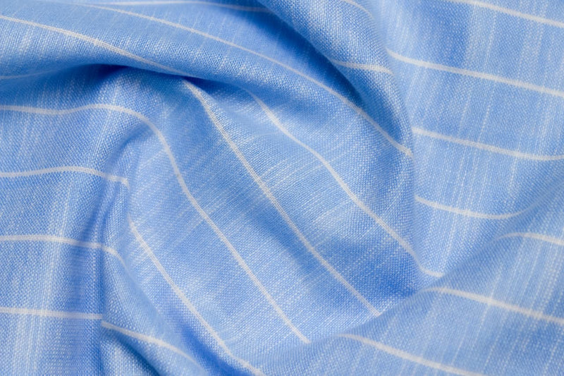 Spanish Sky With Aqua Blue Linen Cotton Check Shirt