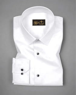Bright White Black Buttons Premium Giza Cotton Shirt