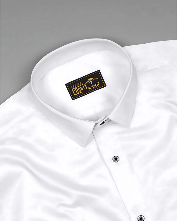 Bright White Black Buttons Premium Giza Cotton Shirt