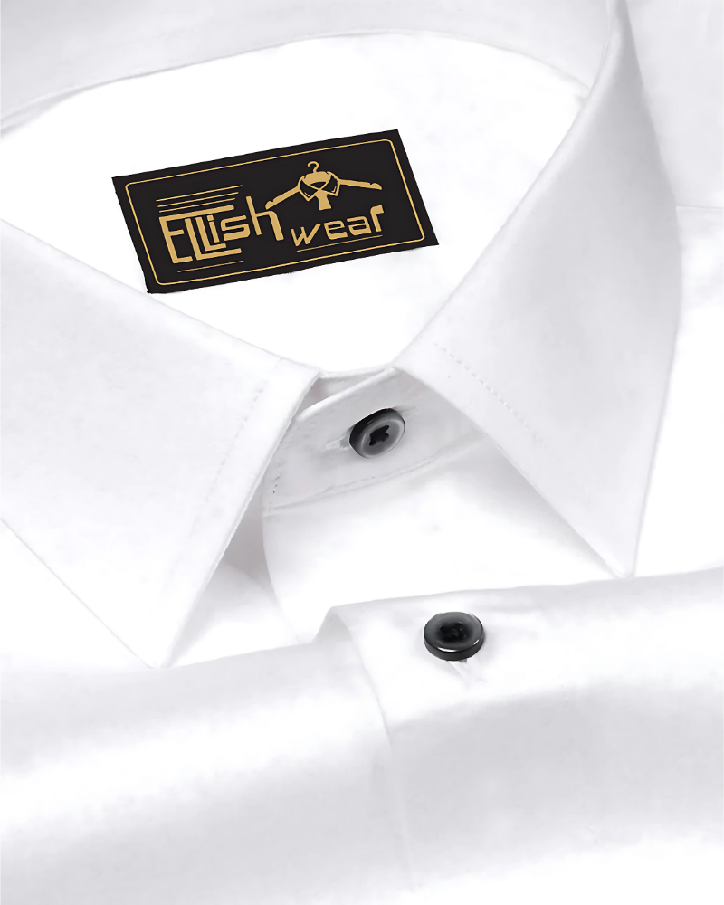 Bright White Black Buttons Premium Giza Cotton Shirt