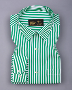 Zesta Green With White Candy Stripe Premium Cotton Shirt