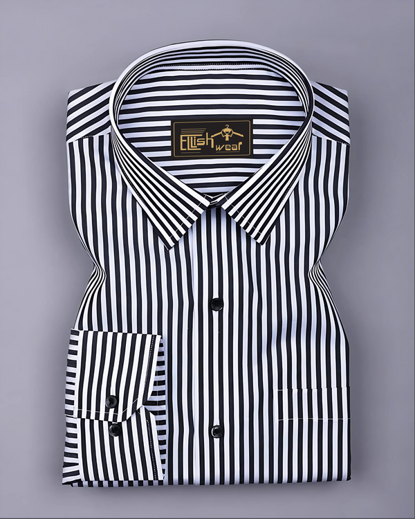 Zesta Black With White Candy Stripe Premium Cotton Shirt