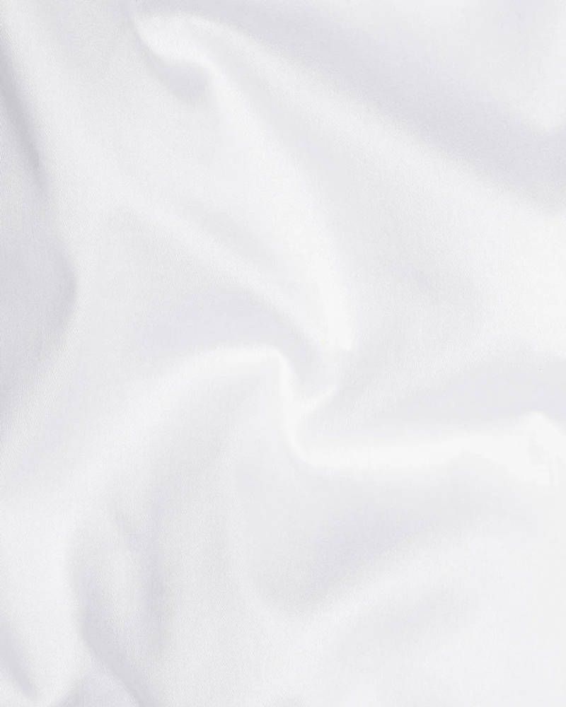 Bright White with Black Cuffs and Collar Dobby Textured Premium Giza Cotton Shirt