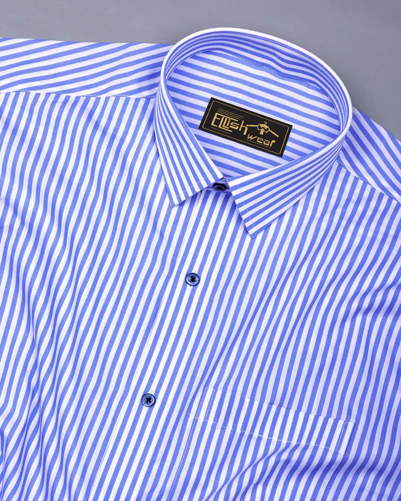 Zesta Blue With White Candy Stripe Premium Cotton Shirt
