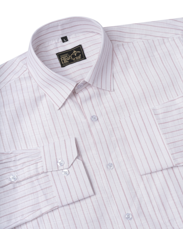 Lapis white With Pink Stripe Oxford Cotton Shirt