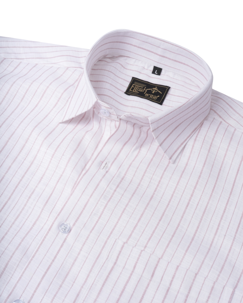 Lapis white With Pink Stripe Oxford Cotton Shirt