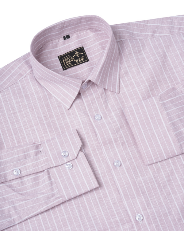 Men Pink Slim Fit Check Full Sleeves Formal Shirt