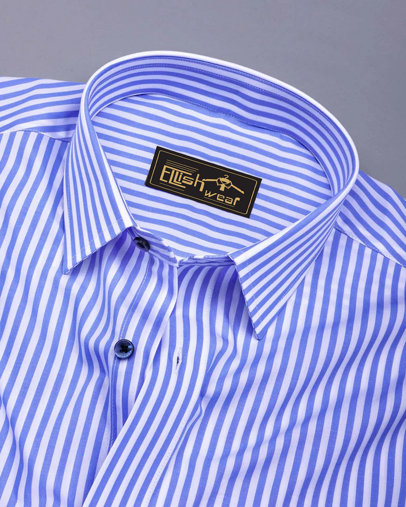 Zesta Blue With White Candy Stripe Premium Cotton Shirt