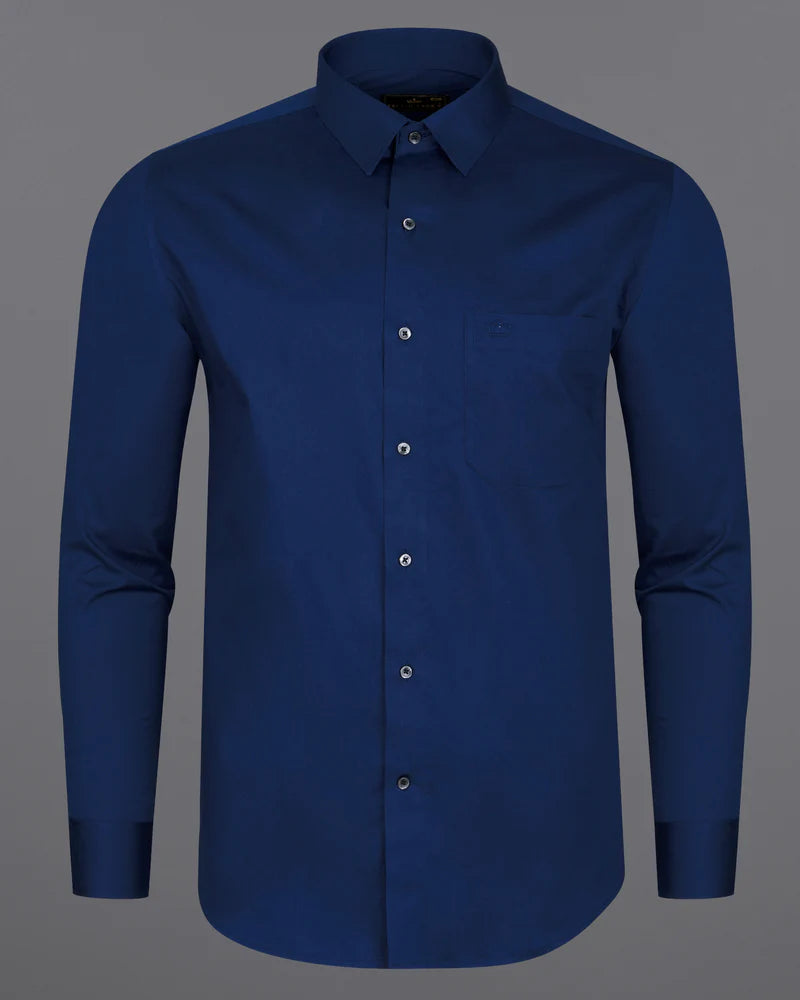 navy blue Soft Touch Satin Premium Cotton Shirt