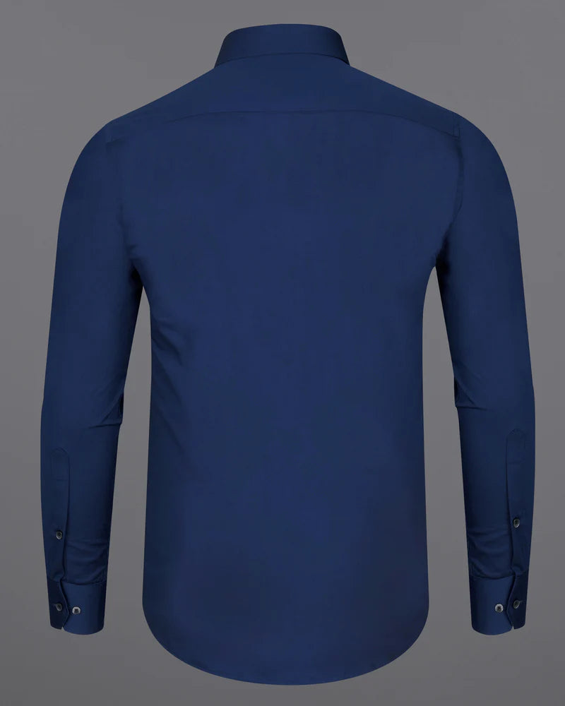 navy blue Soft Touch Satin Premium Cotton Shirt
