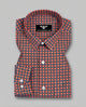 Cavrino Red & Navy Windowpane Check Premium Cotton Formal Shirt