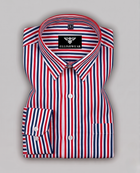 Classic Red & Navy Vertical Stripe Premium Cotton Shirt