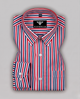 Classic Red & Navy Vertical Stripe Premium Cotton Shirt