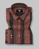 Aurevix Copper Brown Striped Premium Cotton Shirt