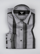 Aurevix Graphite Grey Striped Premium Cotton Shirt