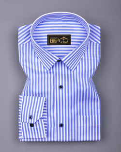 Zesta Blue With White Candy Stripe Premium Cotton Shirt