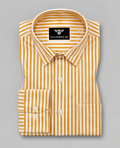 Mustard Yellow & White Striped Premium Cotton Shirt