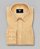 Mustard Yellow & White Striped Premium Cotton Shirt