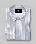 Grey & White Striped Premium Cotton Shirt