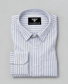 Grey & White Striped Premium Cotton Shirt