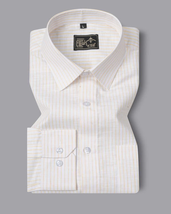 Old Lace Cream and White PinStriped Royal Oxford Designer Shirt
