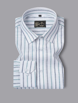 Porto Gray With Blue Stripe Oxford Cotton Formal Shirt