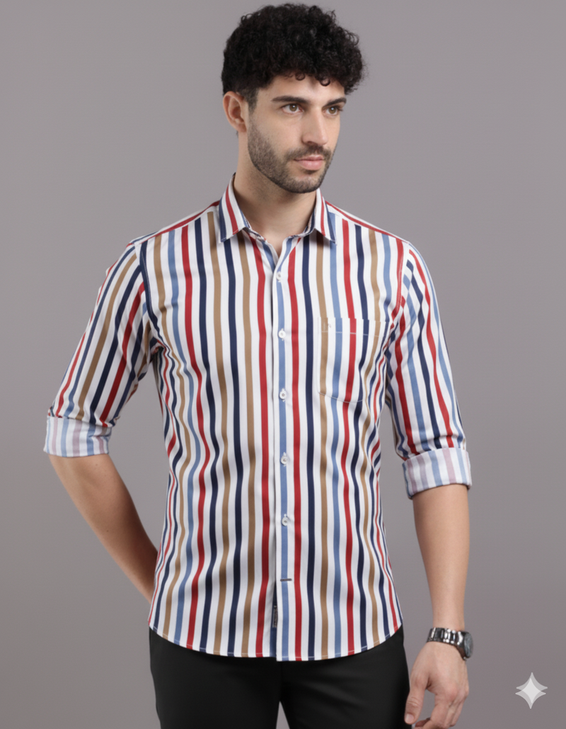 Clemence Multicolor Cotton Stripes Shirt