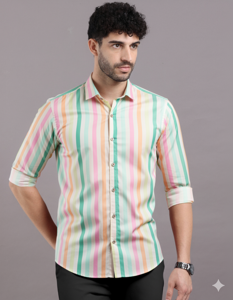 Candy Stripes Bright Coloured Stripe full Sleeve Cotton Shirt