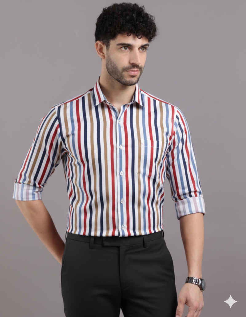 Clemence Multicolor Cotton Stripes Shirt