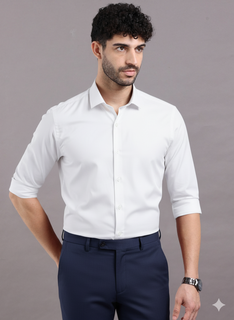 white Premium Satin Men’s Formal Shirt