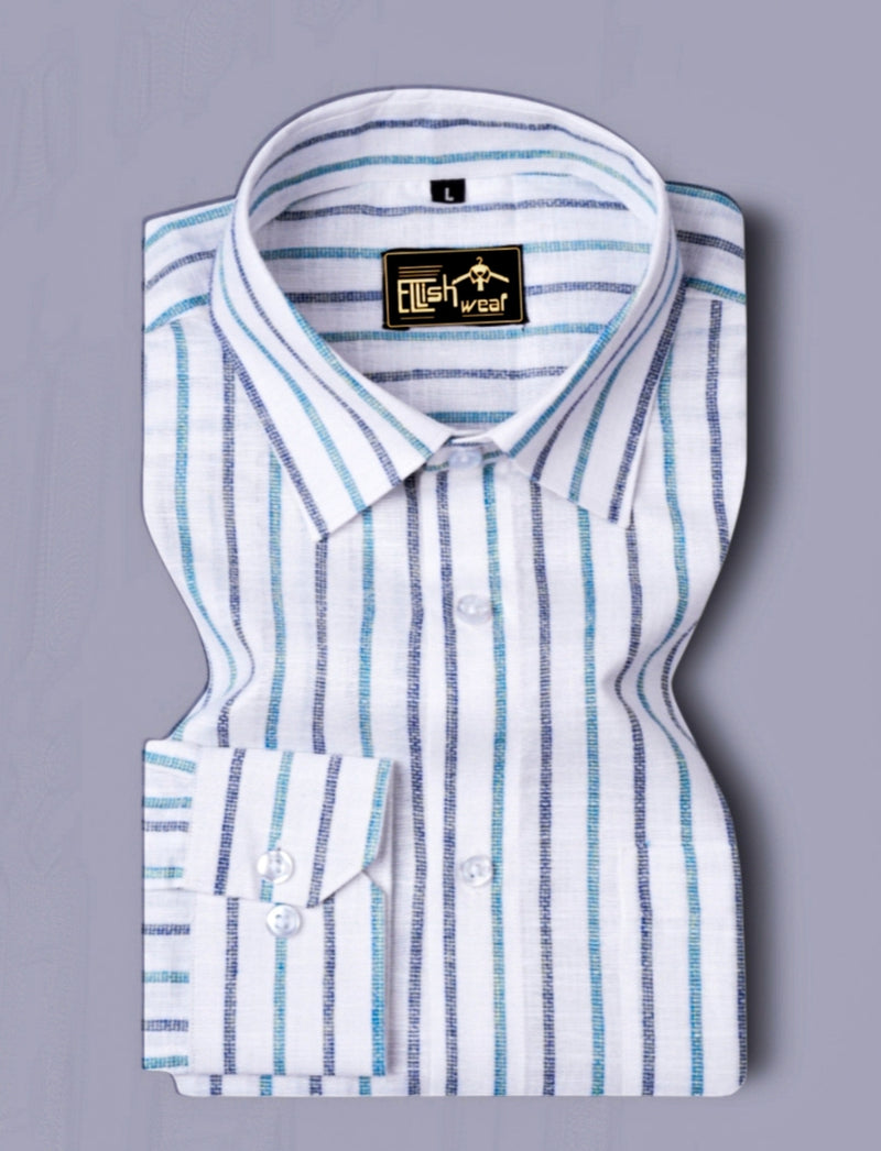 Porto Gray With Blue Stripe Oxford Cotton Formal Shirt