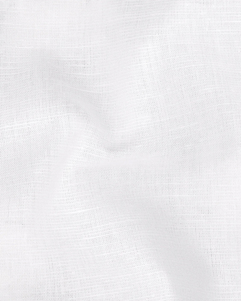 White Solid Linen Cotton Formal Shirt