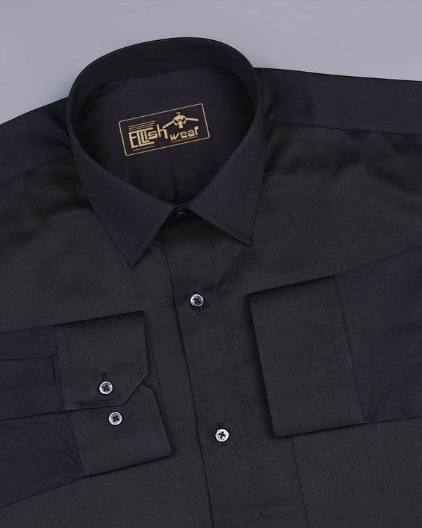 black Soft Touch Satin Premium Cotton Shirt