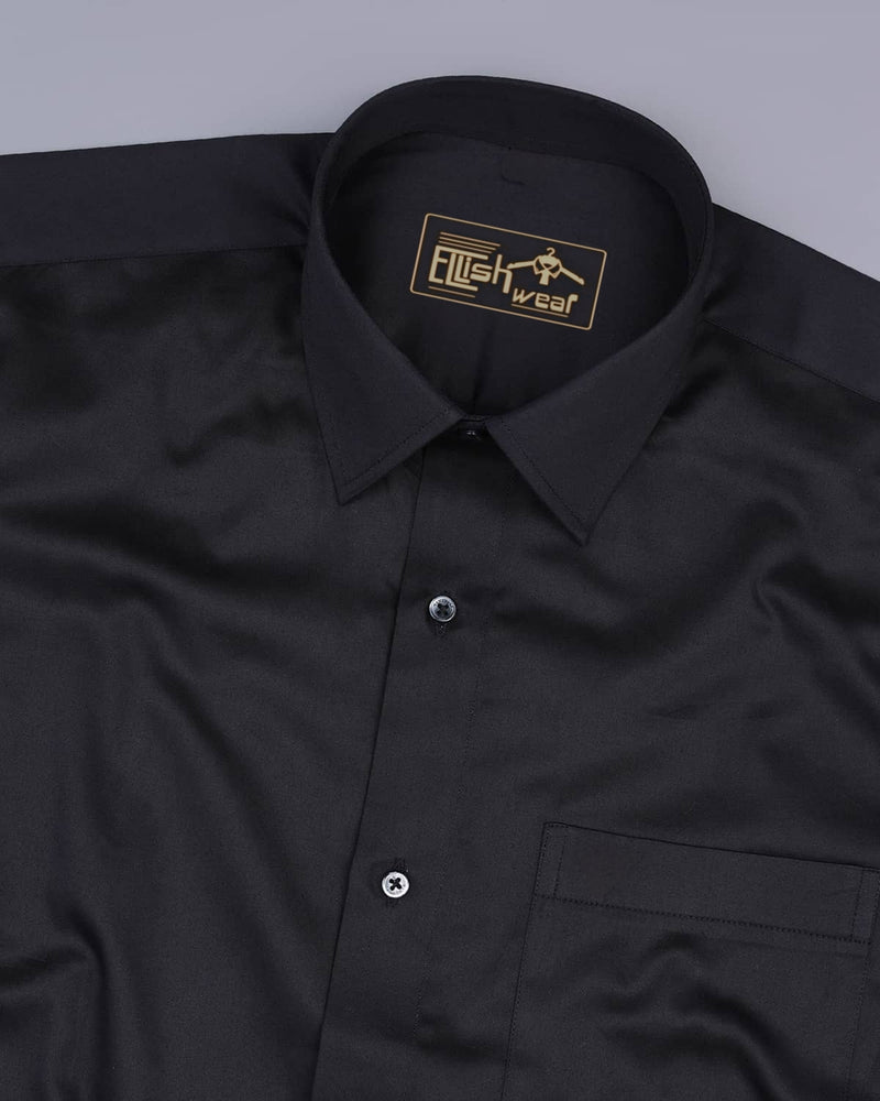 black Soft Touch Satin Premium Cotton Shirt