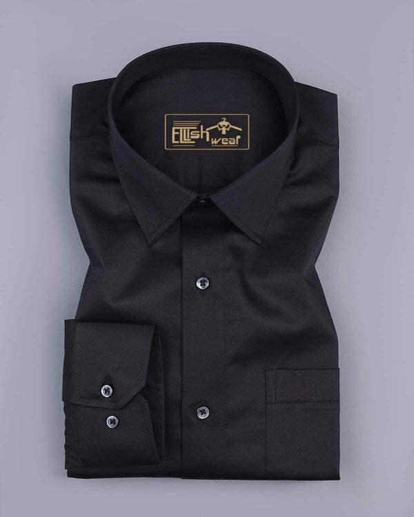 black Soft Touch Satin Premium Cotton Shirt