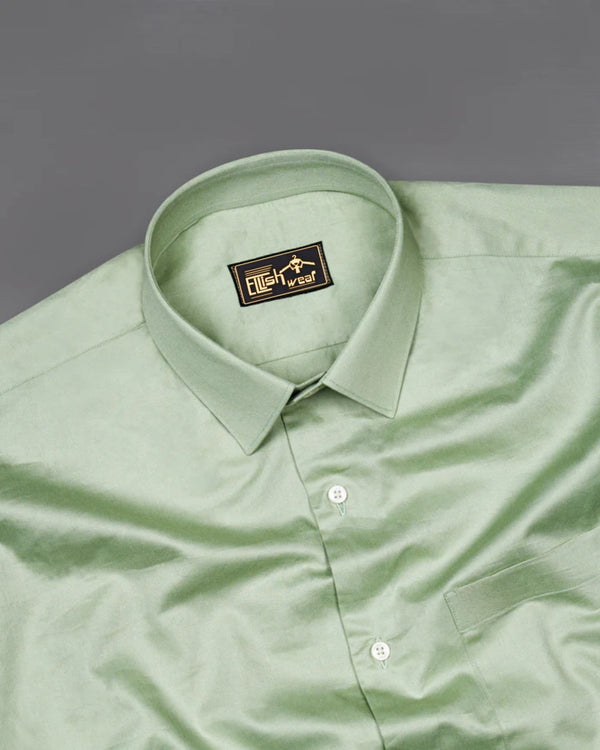 green Soft Touch Satin Premium Cotton Shirt