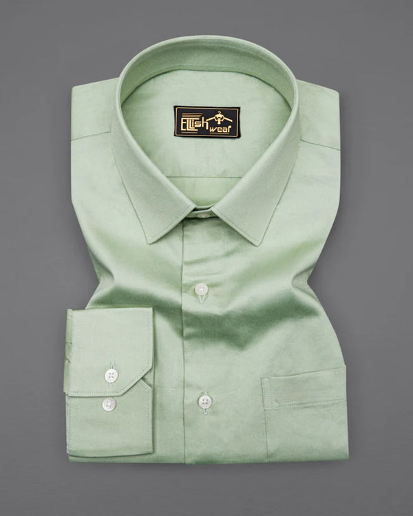 green Soft Touch Satin Premium Cotton Shirt