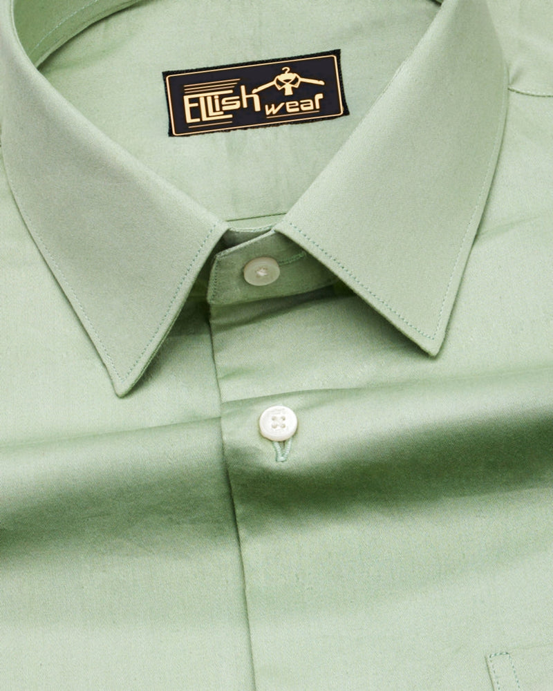 green Soft Touch Satin Premium Cotton Shirt