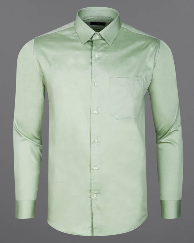 green Soft Touch Satin Premium Cotton Shirt