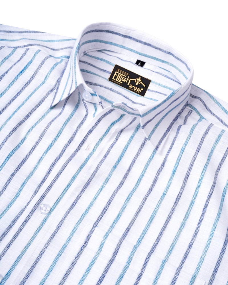 Porto Gray With Blue Stripe Oxford Cotton Formal Shirt