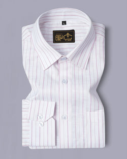 Lapis white With Pink Stripe Oxford Cotton Shirt