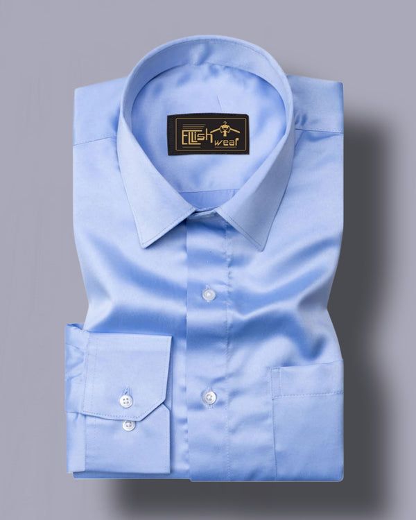 Sky Blue Premium Satin Men's Shirt