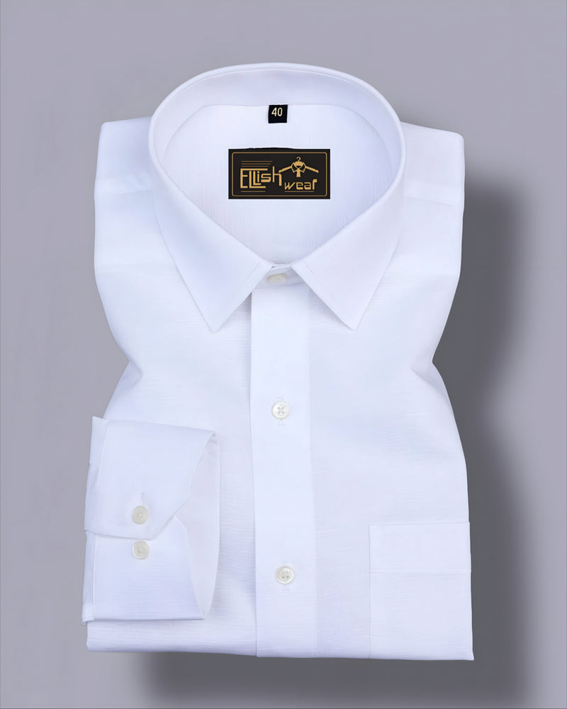 White Solid Linen Cotton Formal Shirt