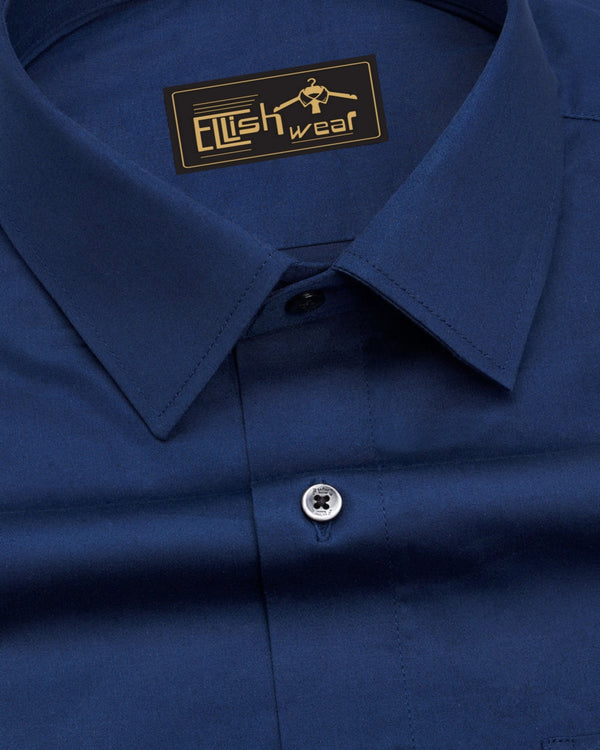 navy blue Soft Touch Satin Premium Cotton Shirt